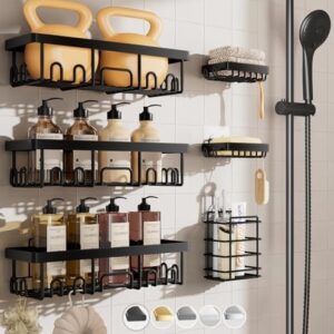 Rustproof No-Drill Shower Caddy Rack & Bathroom Shelf